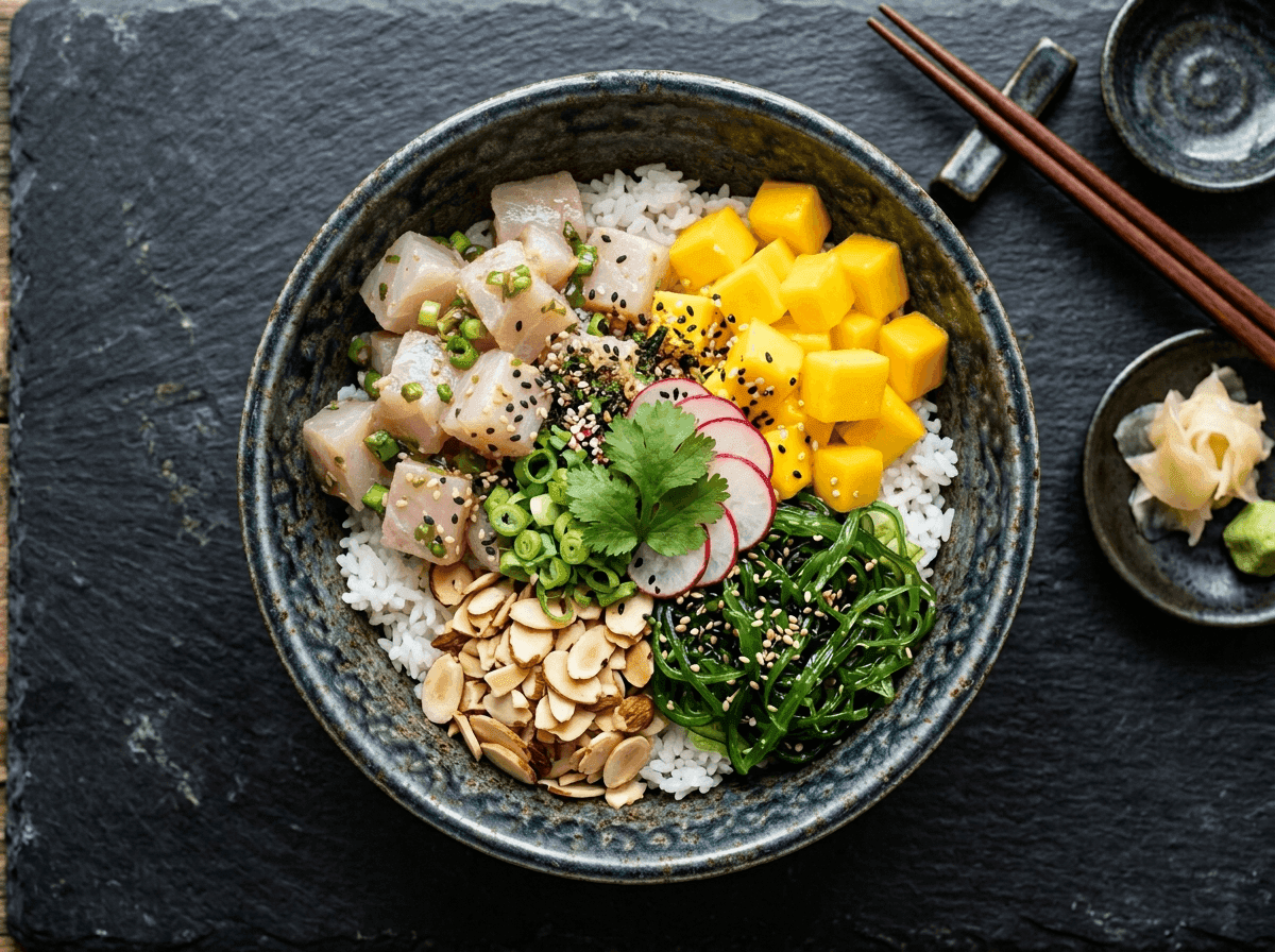 Poke spigola bowl