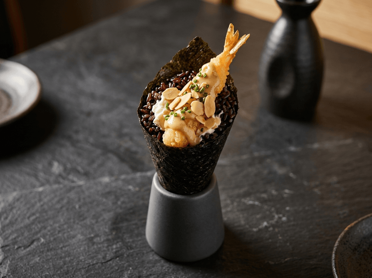 Temaki venere e gamberi